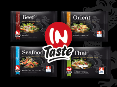 Obaly instantních polévek značky InTaste - řada Premium, Quality a Daily